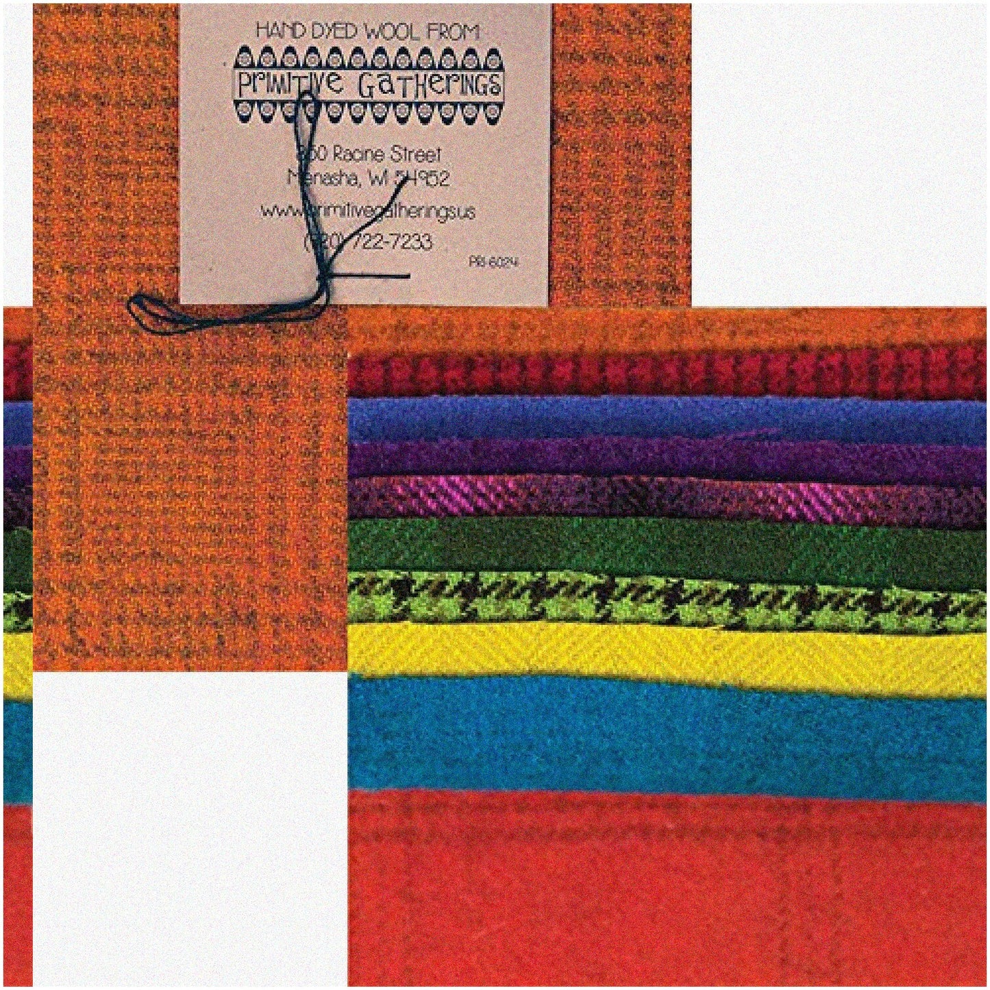 Rainbow Rustic Charm Pack 10 Hand-Dyed Wool Squares