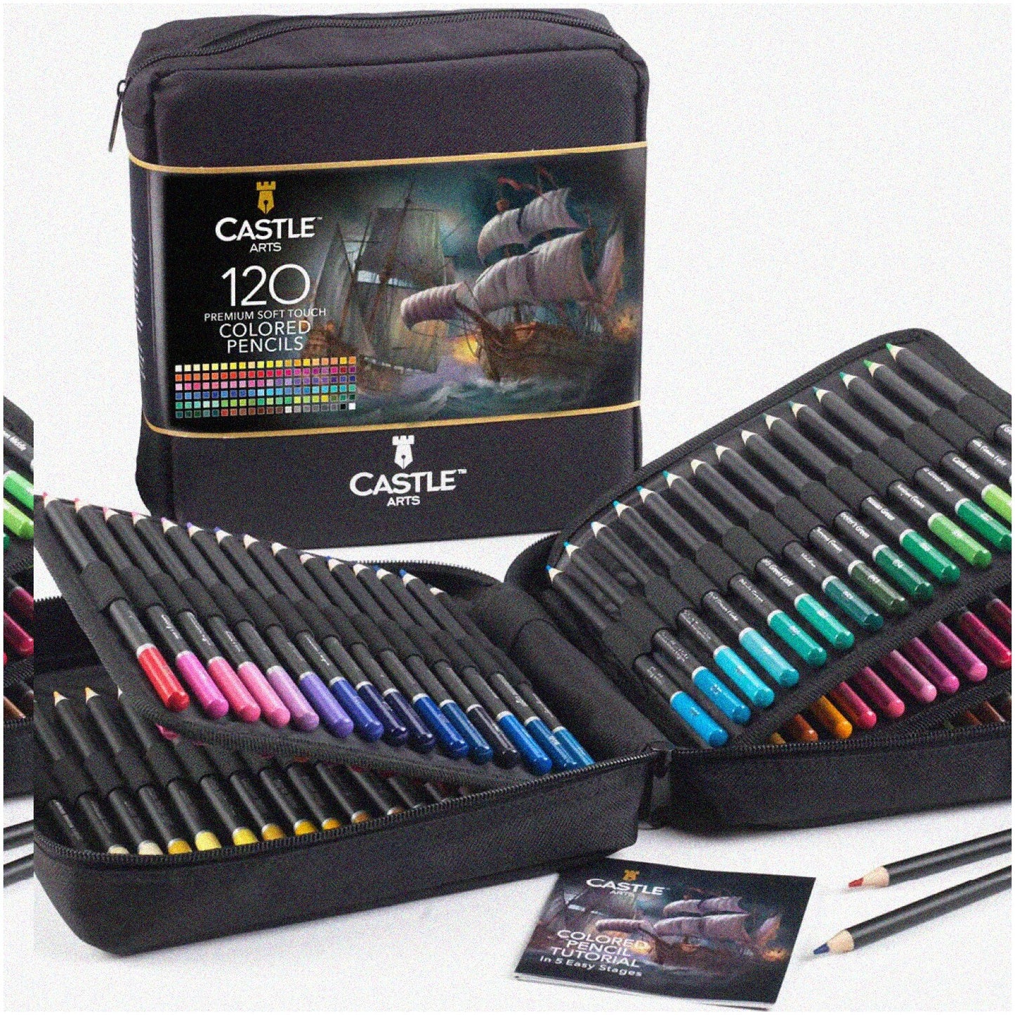 120 Vibrant Colored Pencils Set in Zipper Case