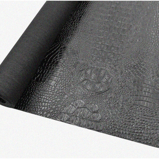 Black Faux Gator CrocTex Leather Fabric 54in x 72in