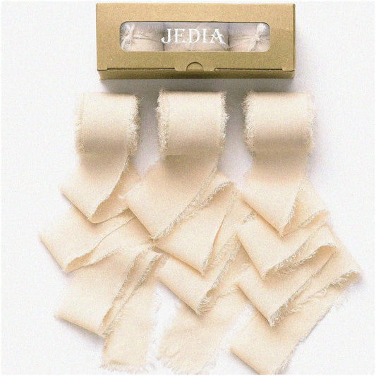 Champagne Elegance Chiffon Ribbon Set 3 Rolls Beige 1.5" x 7Yd