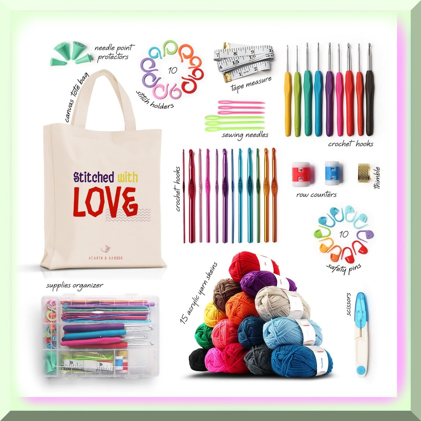 All-in-One Crochet Kit for Beginners, Kids & Adults, 73 Pieces