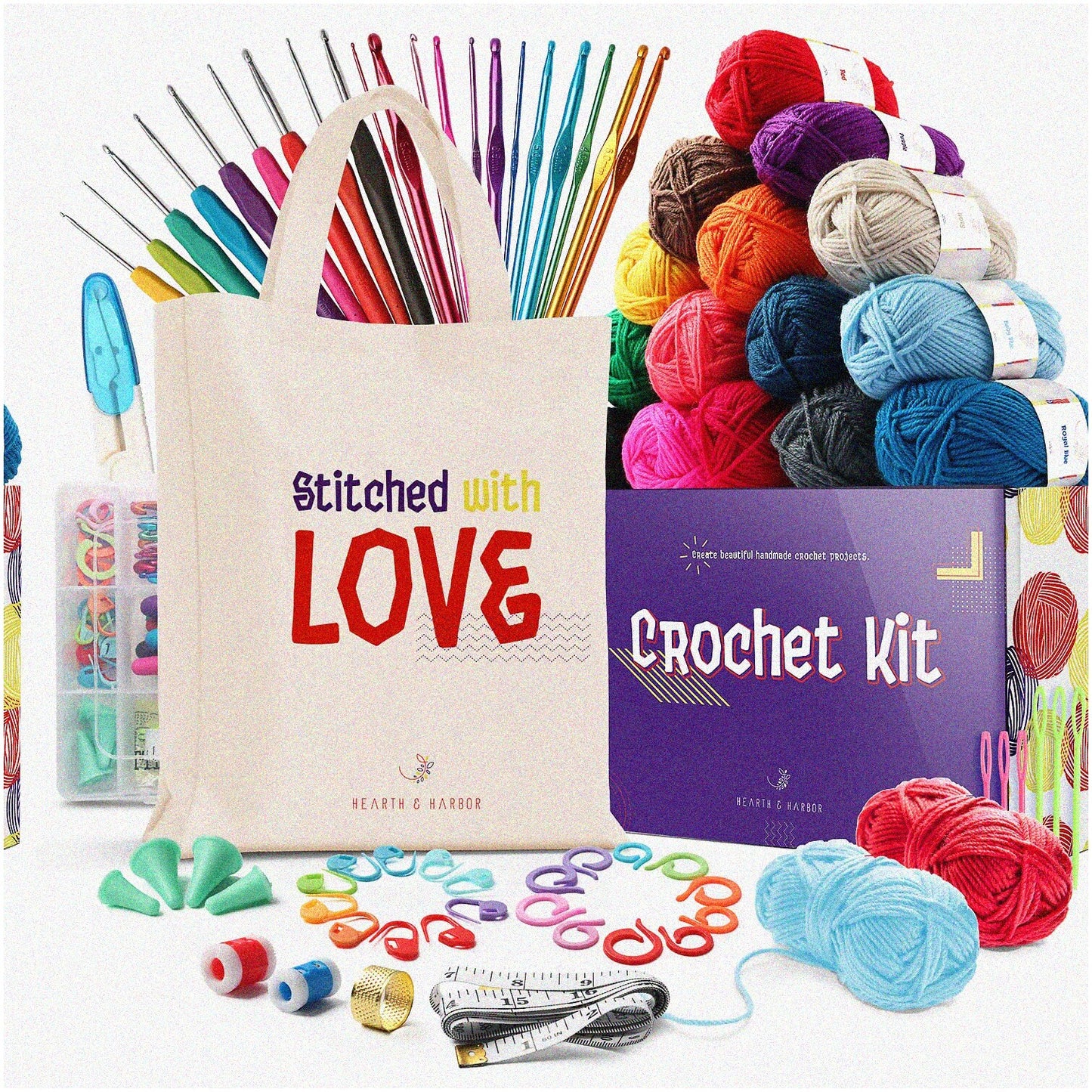 All-in-One Crochet Kit for Beginners, Kids & Adults, 73 Pieces