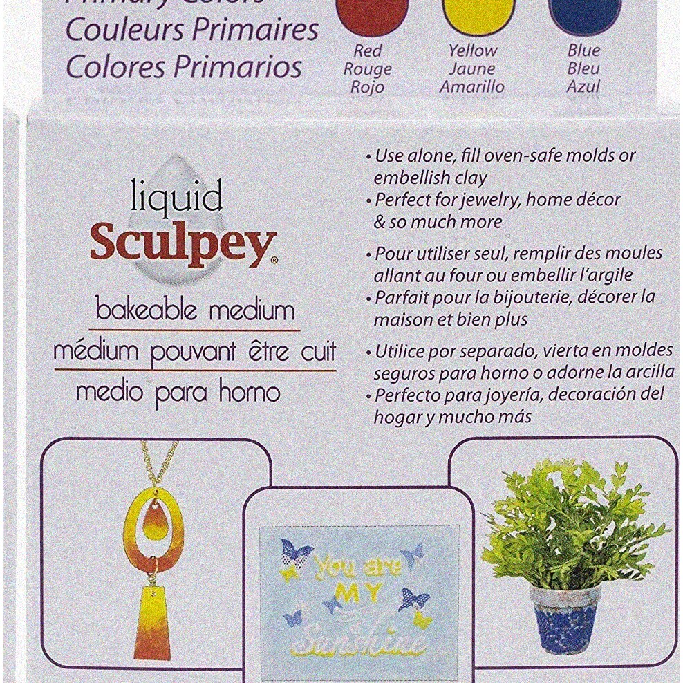 Polymer Clay Liquid Sampler Pack Red Blue Yellow 3 oz