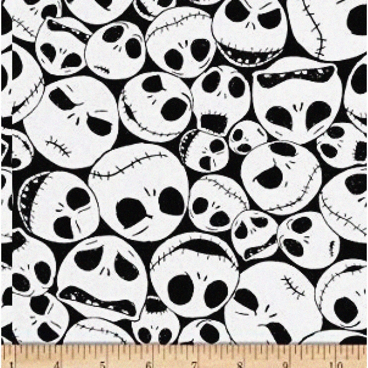Jack Skellington Black Cotton Fabric 1/2 Yard 44" Wide