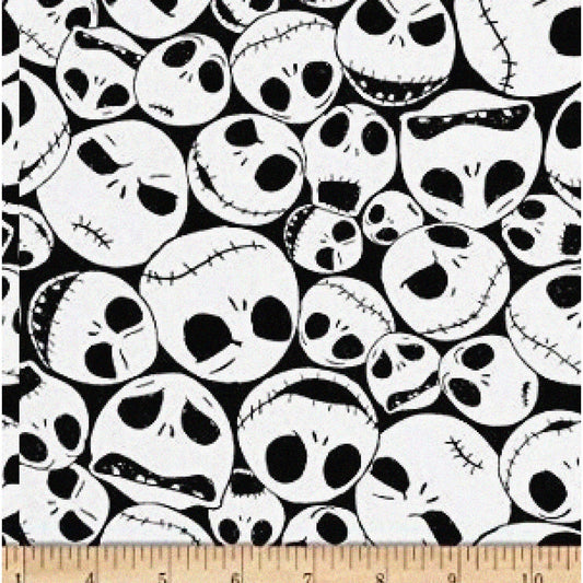 Jack Skellington Black Cotton Fabric 1/2 Yard