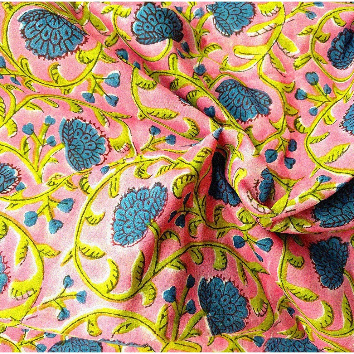 Hand Block Cotton Fabric 1 Yard 44" Width