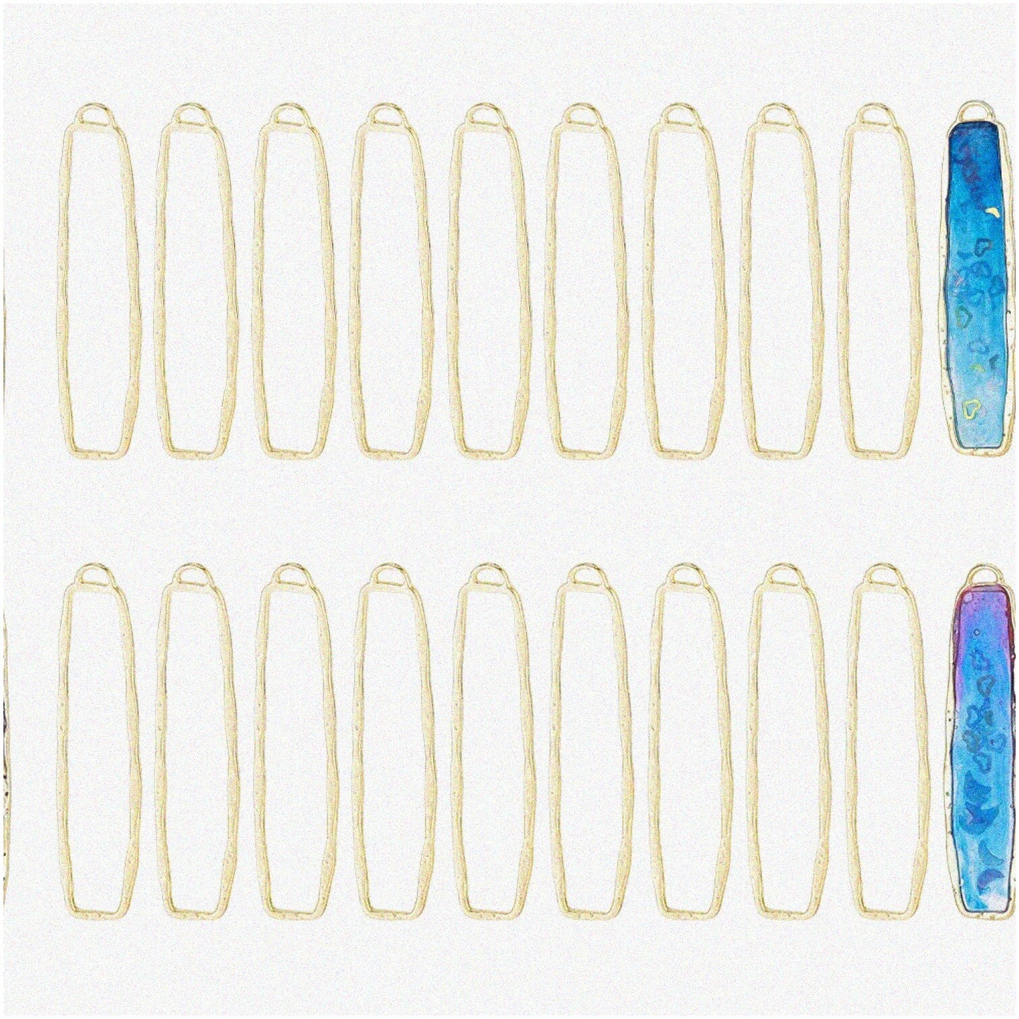 20 Golden Alloy Open Back Rectangular Bezels for Resin Crafts