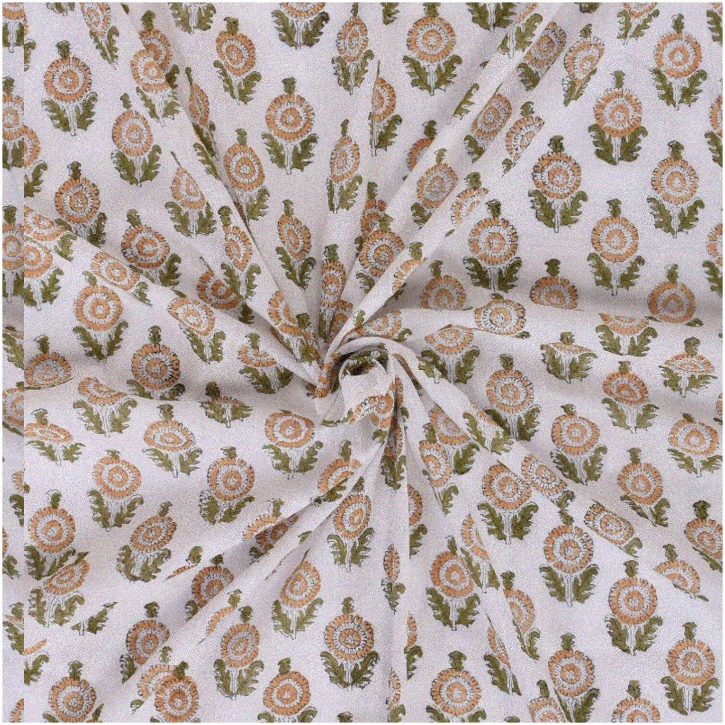 Floral Fusion Cotton Fabric 3 Yards Ethnic Pattern