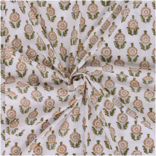 Floral Fusion Cotton Fabric 3 Yards Ethnic Pattern