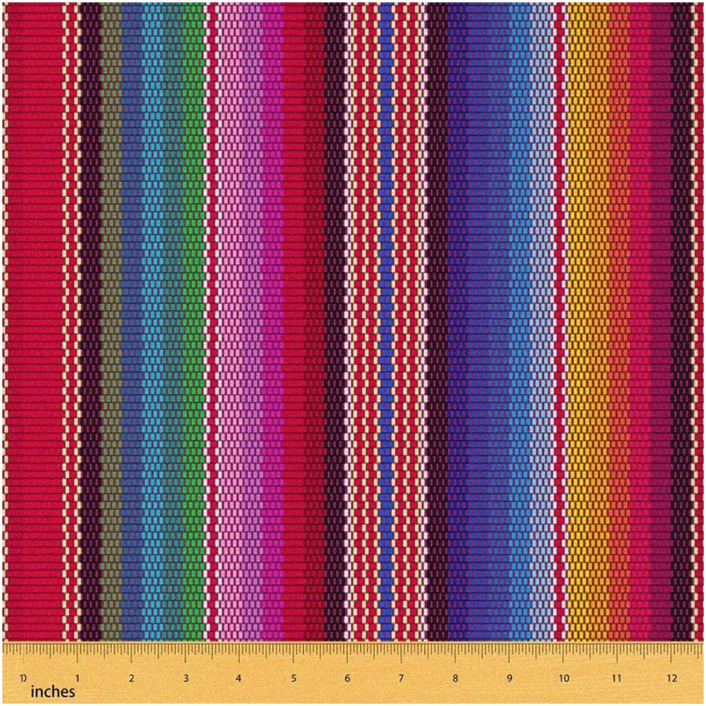 Vibrant Mexican Stripes Fabric 2 Yards