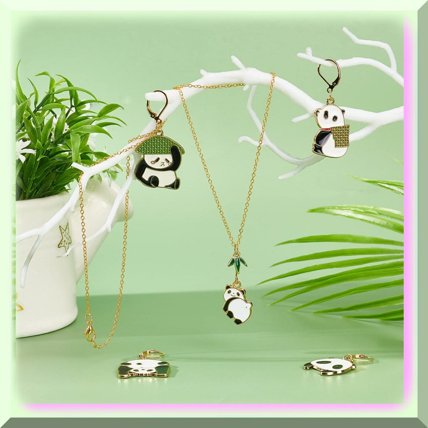 6-PandaPals Stitch Markers Alloy Enamel Charms with Lobster Clasp