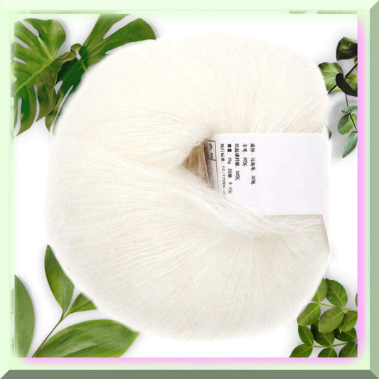 FluffyClouds Soft Mohair Yarn White 26g