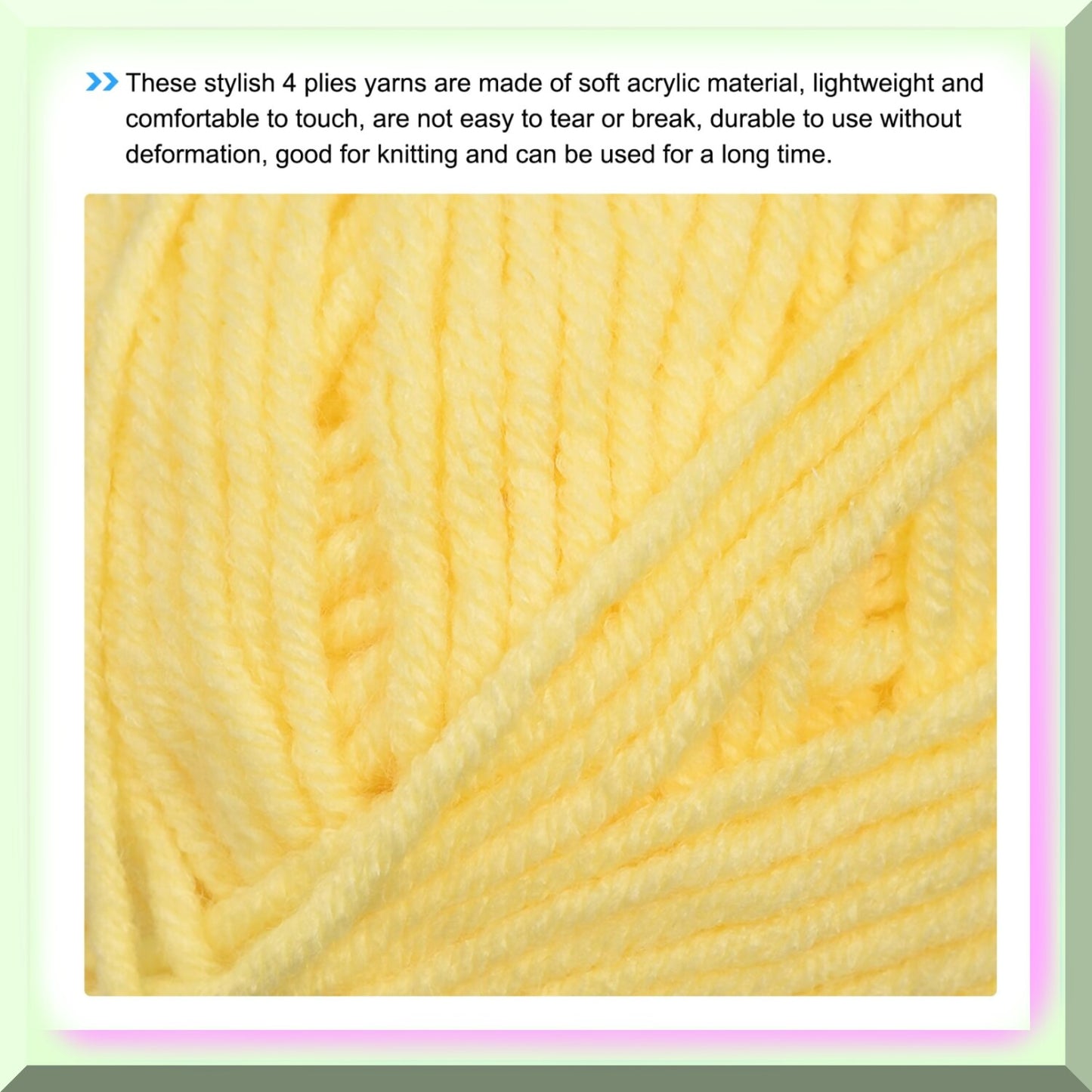 2-Pack Light Yellow Acrylic Yarn Skeins 50g