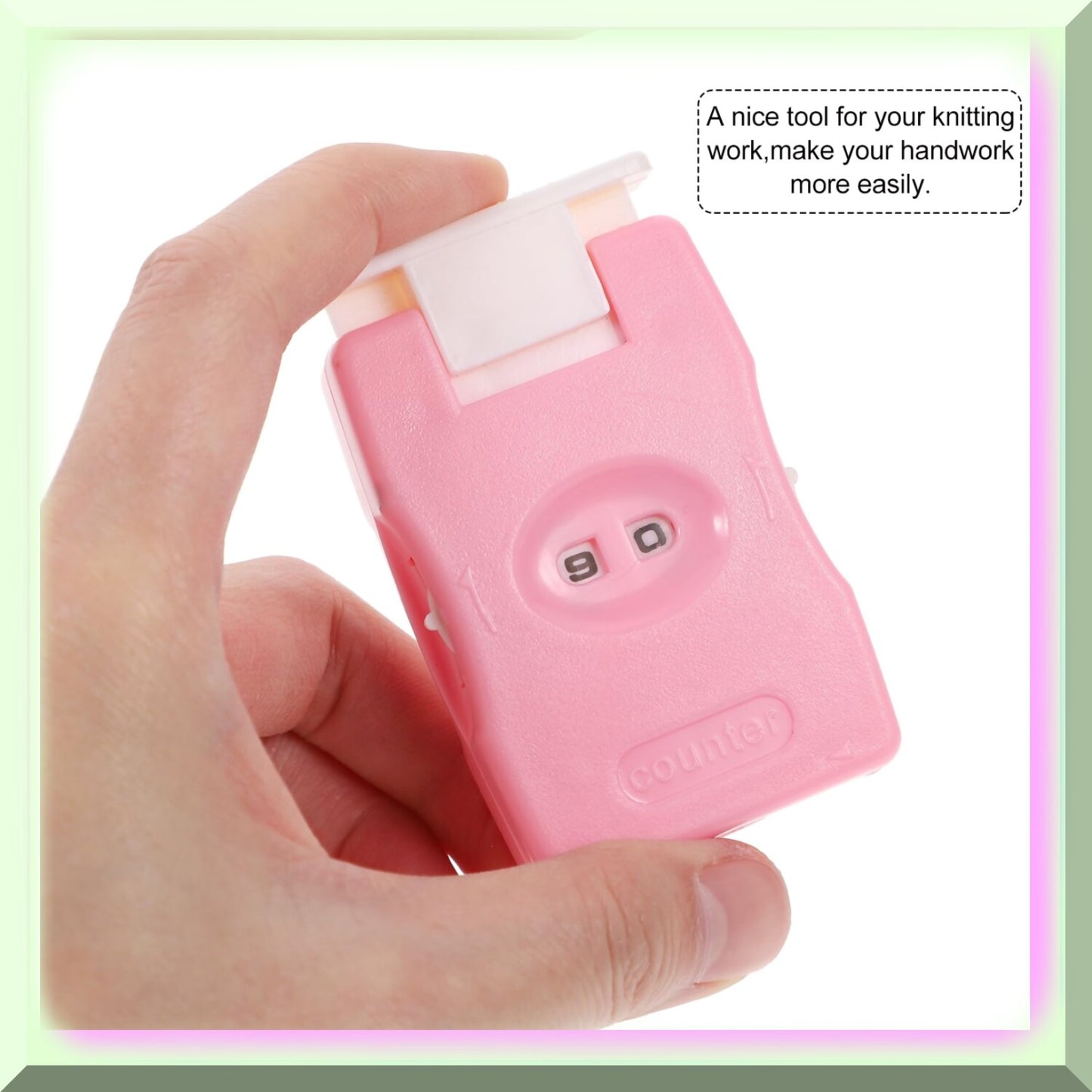 Pink Stitch Counter for Knitting and Crochet, 7x4.3 cm