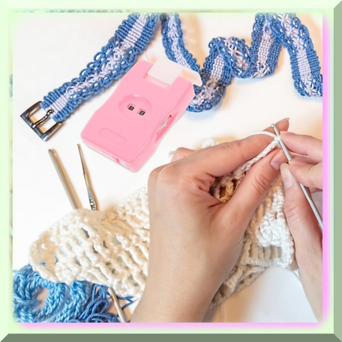 Pink Stitch Counter for Knitting and Crochet, 7x4.3 cm