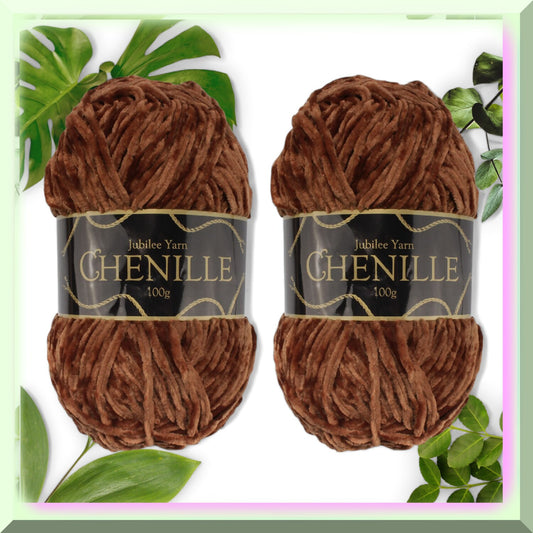 Caffeine Cozy Chenille Yarn 2 Skeins 100g Coffee Bean
