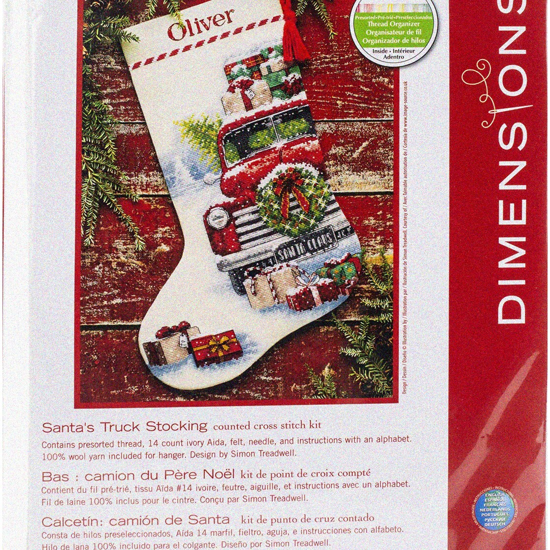 Cross Stitch Stocking Kit 14 Count Ivory Aida 16"
