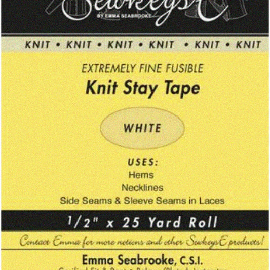 StayKnit White Fusible Knit Interfacing Tape 0.5" x 25 Yards