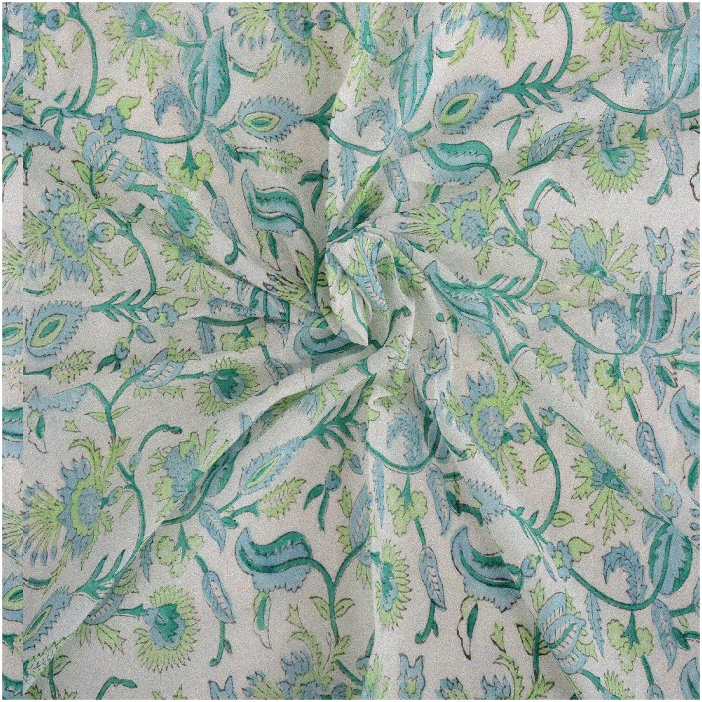 Hand Block Print Cotton Fabric 3 Yards Natural