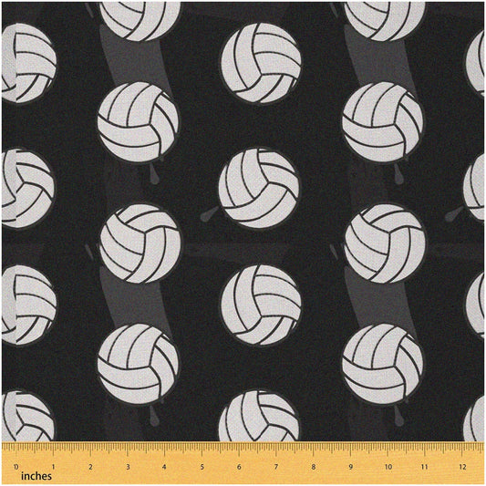 Sports-themed Volleyball Fabric 1 Yard Black Grey
