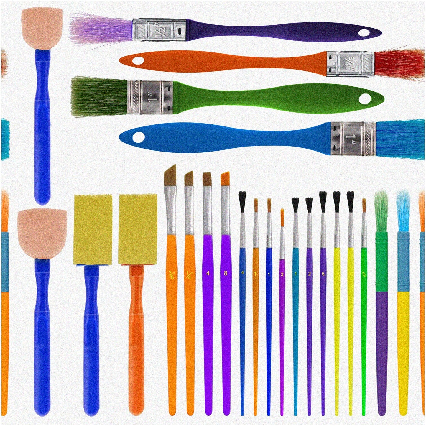 25-Piece Kids' Art Brush Set with Colorful Handles