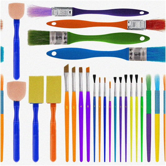 25-Piece Kids' Art Brush Set with Colorful Handles