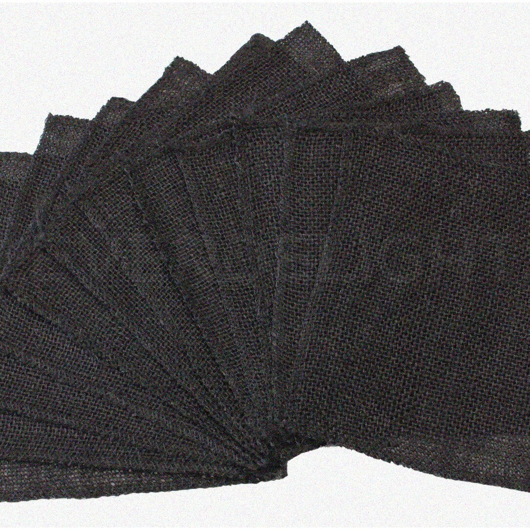 12 Pack 6-Inch Black Burlap Fabric Squares