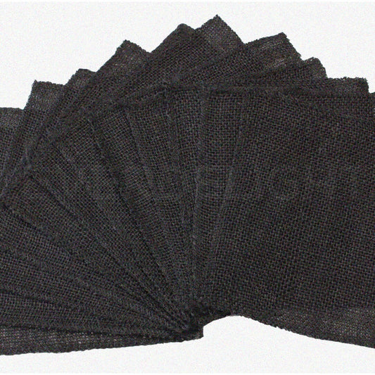 12 Pack 6-Inch Black Burlap Fabric Squares