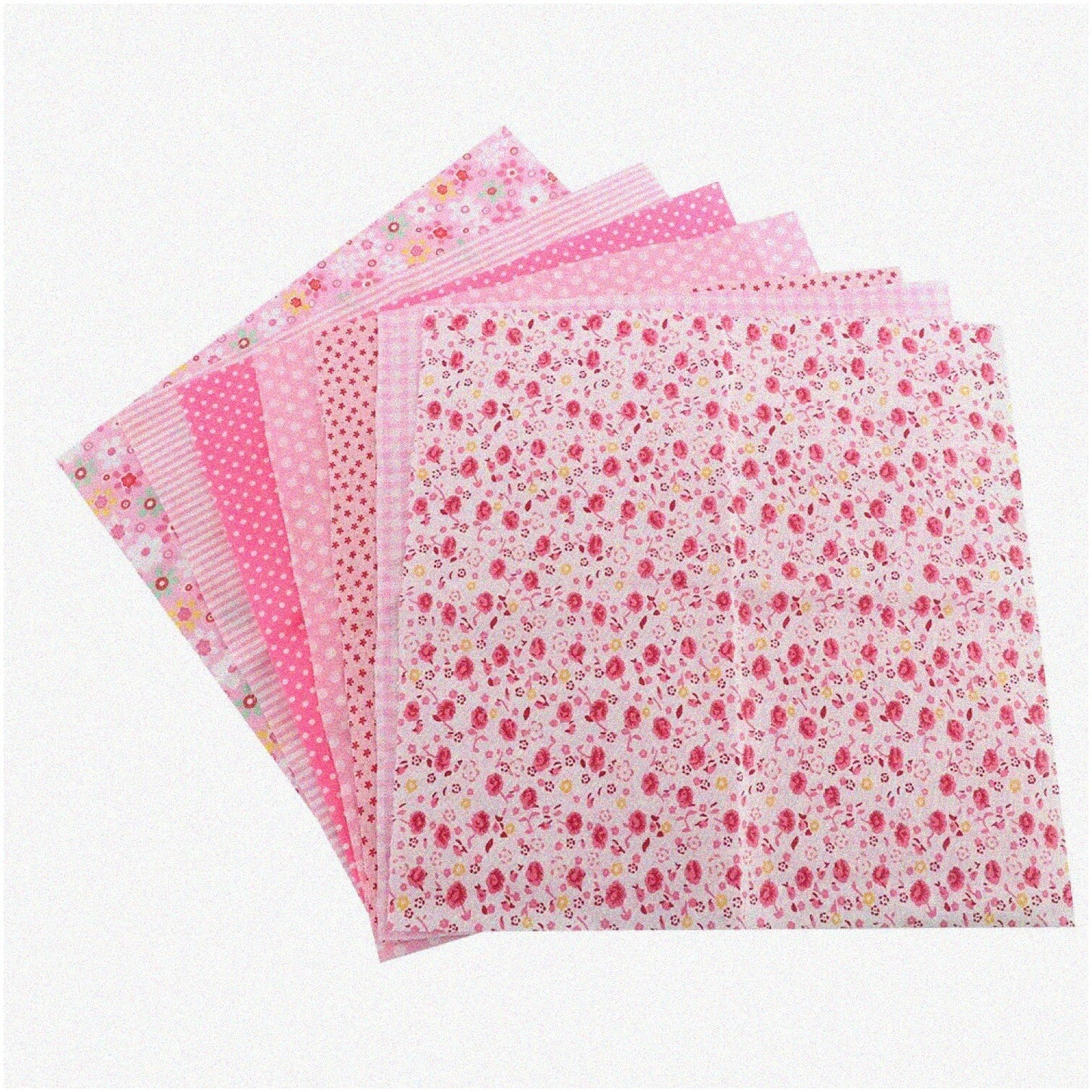 7-Piece Cotton Fabric Bundle Pink 50x50cm