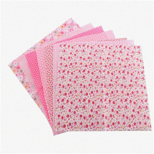 7-Piece Cotton Fabric Bundle Pink 50x50cm
