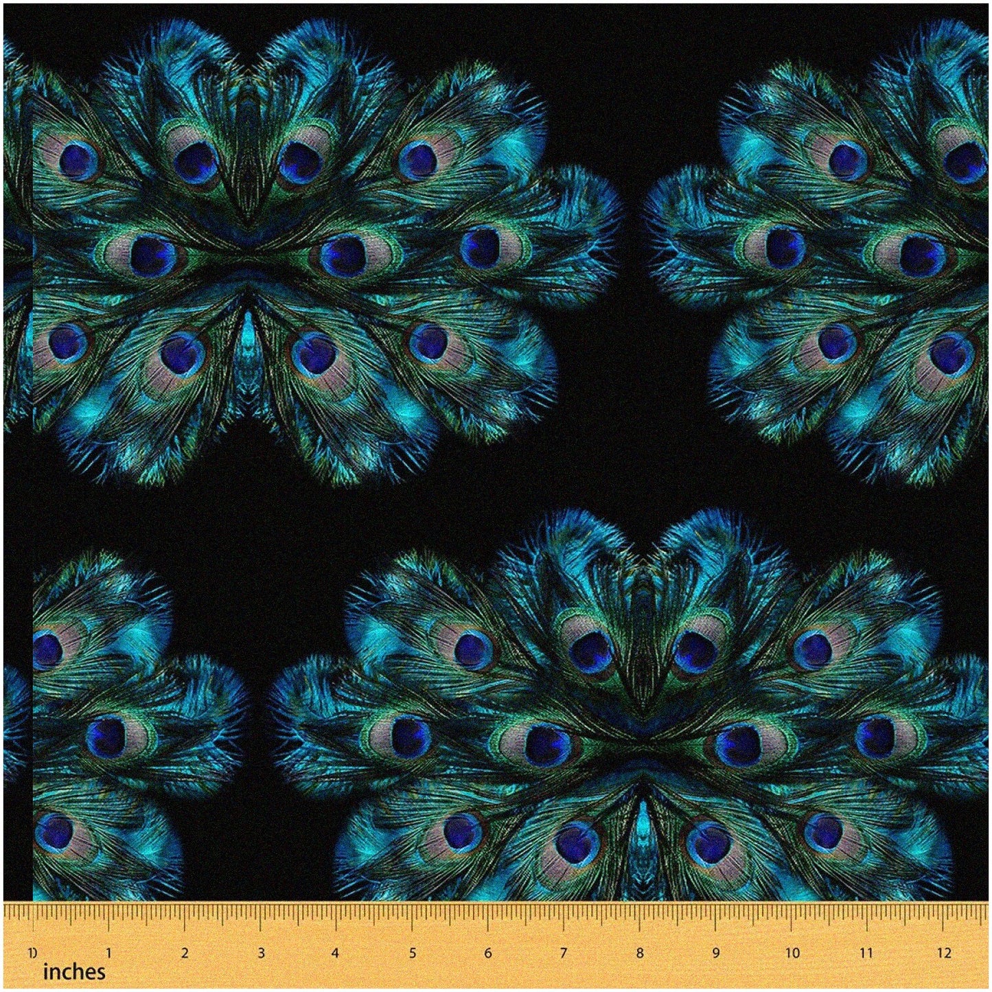 Wild Feather Fabric Boho Wildlife Waterproof Outdoor Blue Green 5 Yards