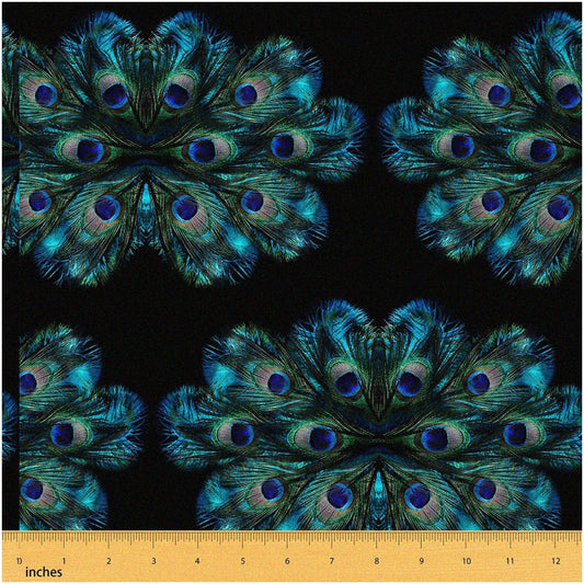 Wild Feather Fabric Boho Wildlife Waterproof Outdoor Blue Green 5 Yards