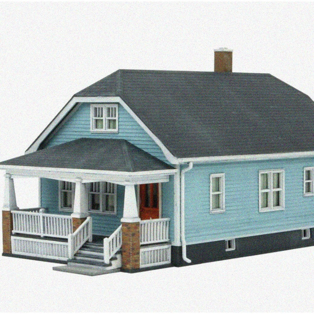 HO Scale Model Kit of Small House in White, Gray, Clear