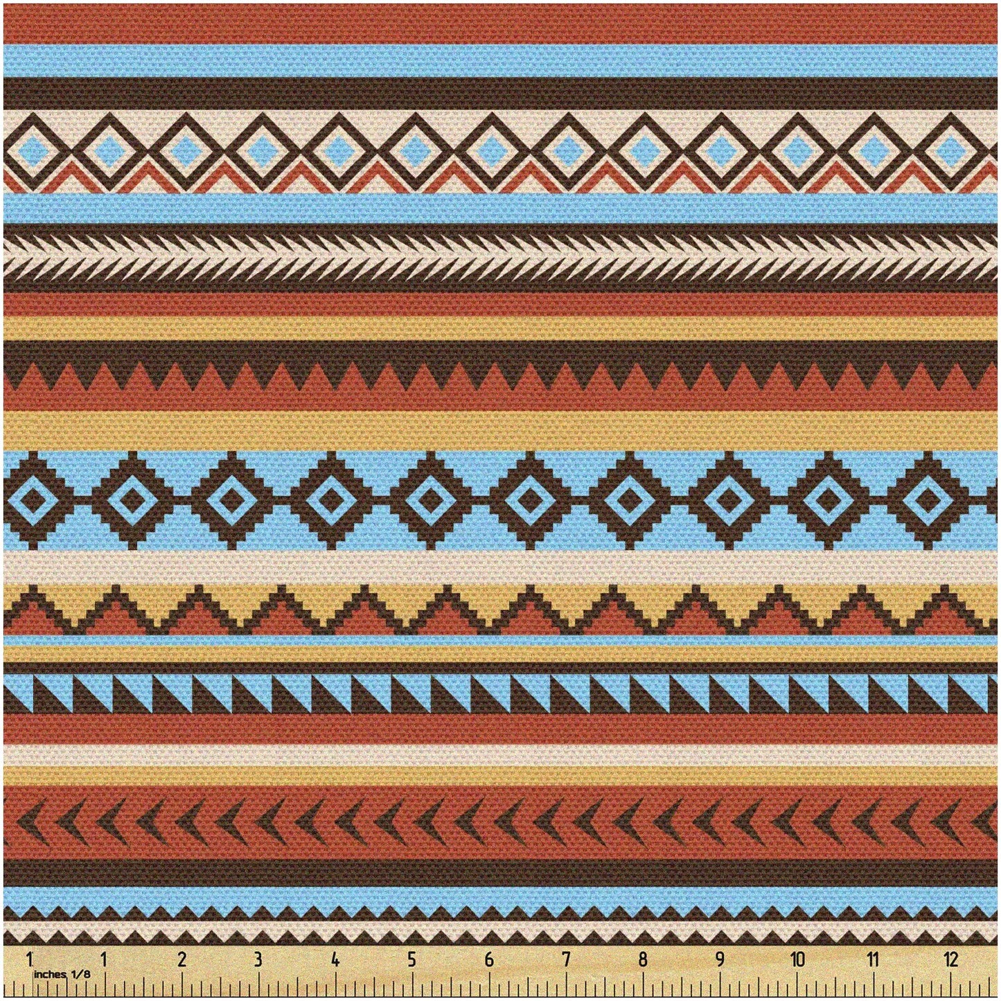 Tribal Fusion Fabric Blue Orange 2 Yards