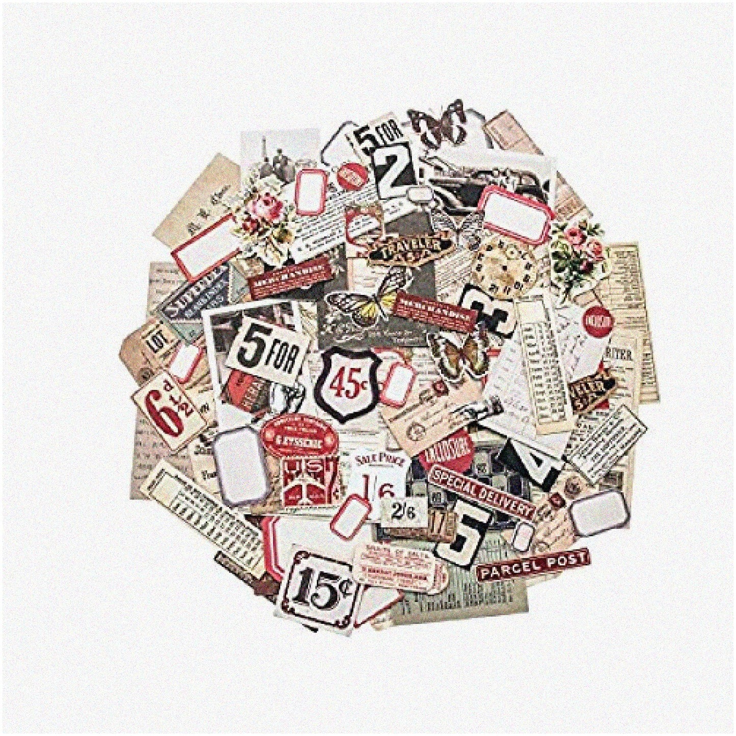 Ephemera Pack with 111 Assorted Vintage and Retro Pieces
