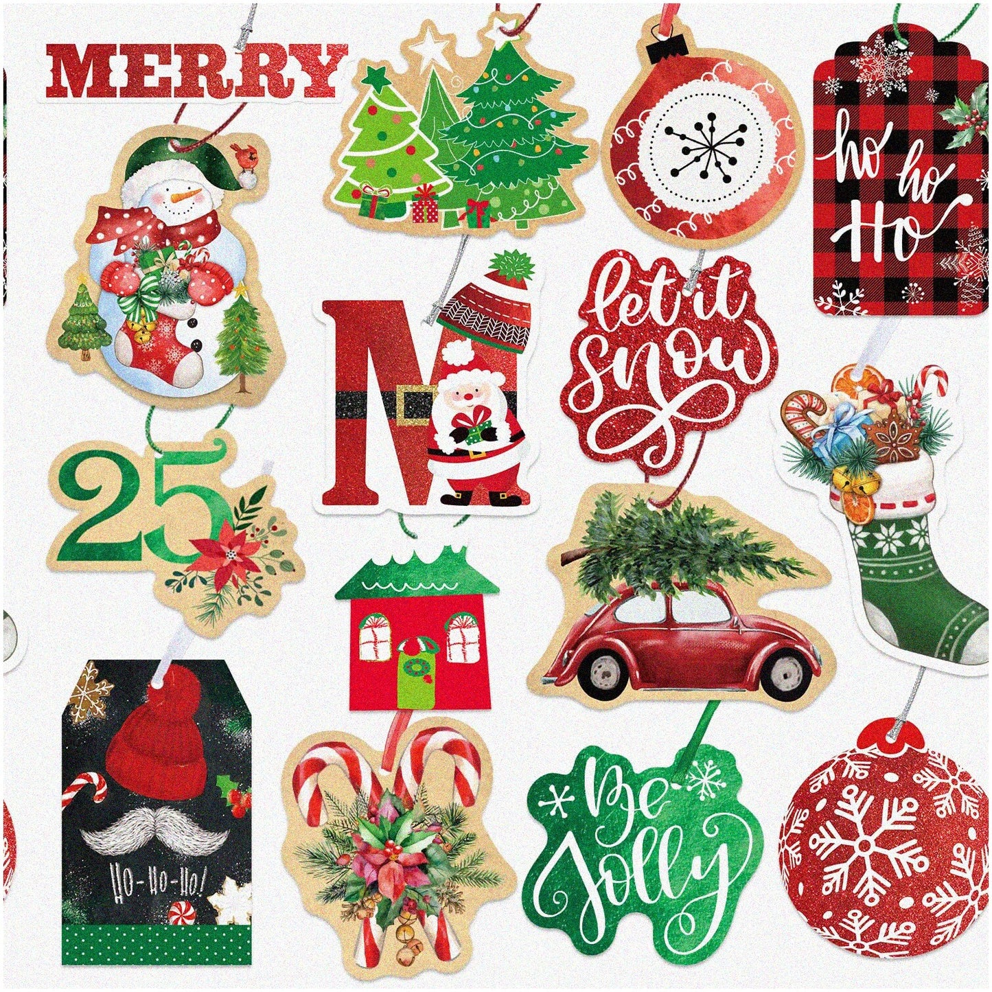 SparkleWrap Gift Tags 60 Count Assorted Glitter Printed