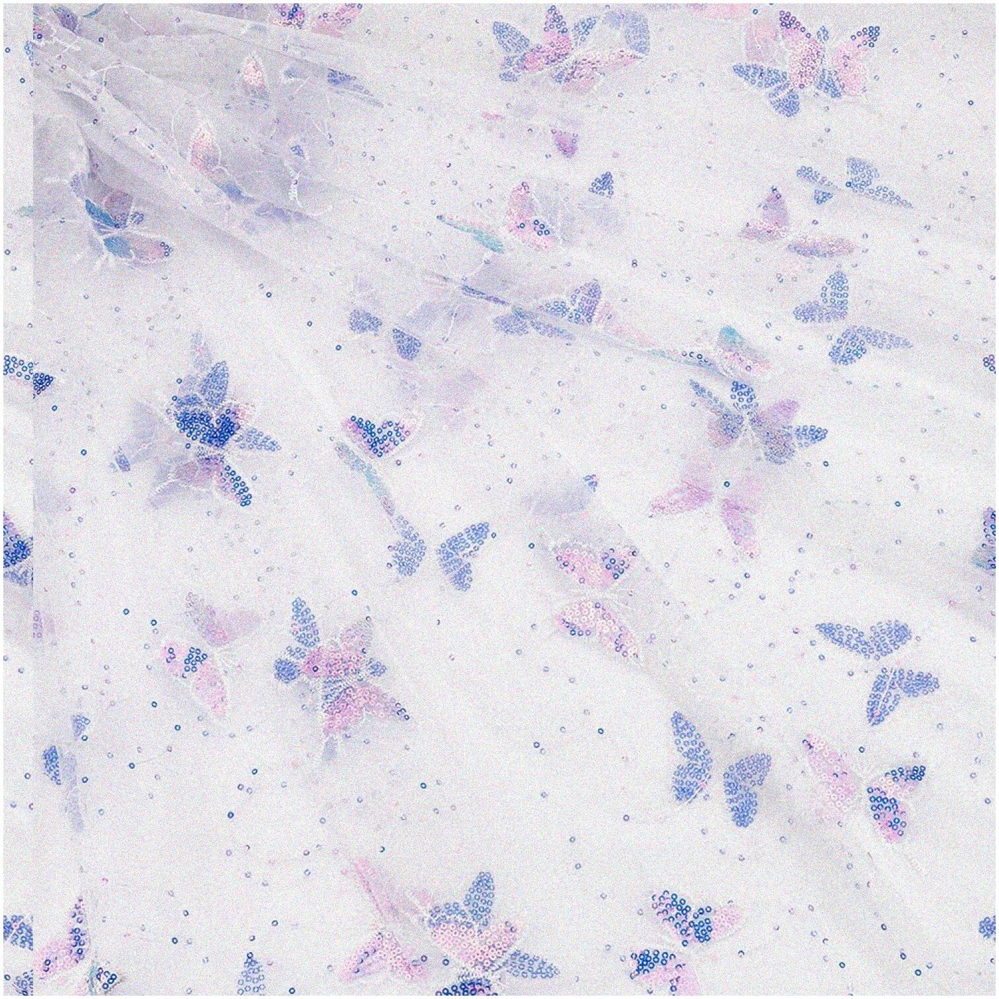 Sequin Lace Fabric Butterfly Pattern White 2Yard