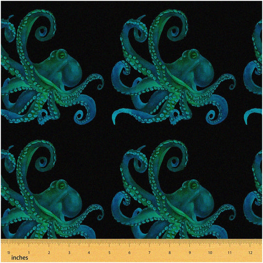 Ocean Theme Upholstery Fabric Blue 36x59 inches