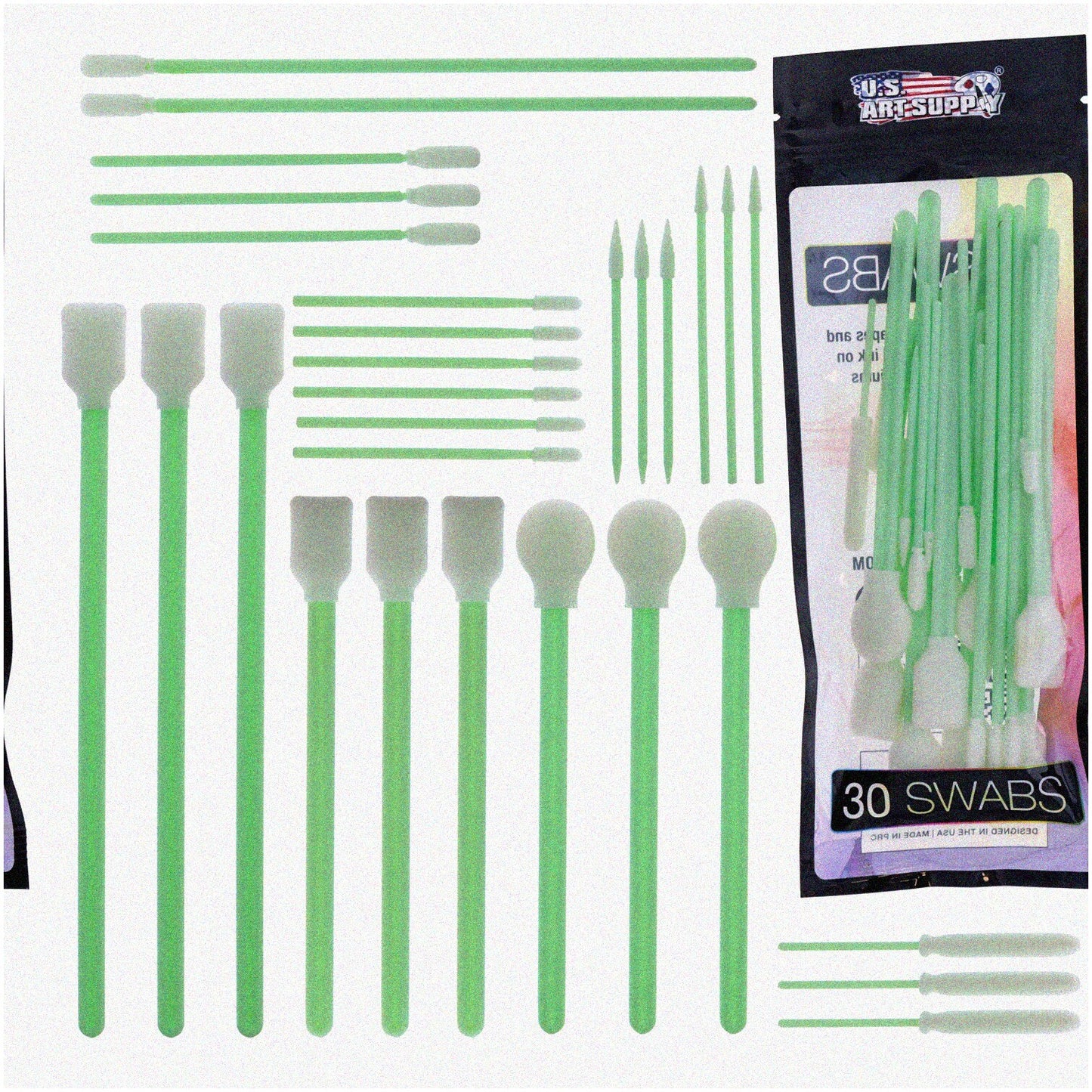 30 Foam Tip Brushes for Alcohol Ink Art Assorted Shapes and Sizes