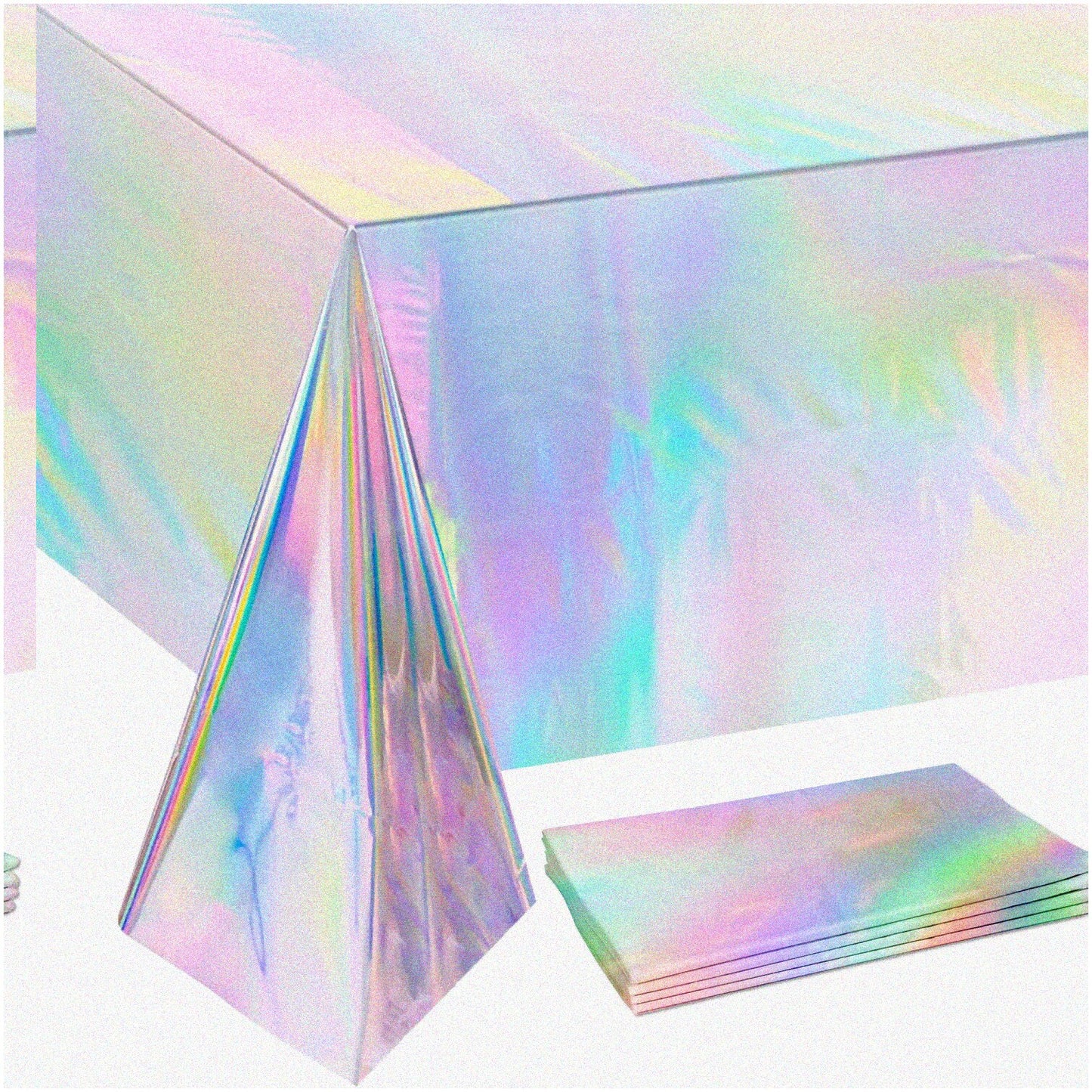 Rainbow Holographic Party Tablecloths 4 Pack 54" x 108"