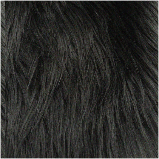 FuzzyLux Plush Fabric Black 72" x 60" 2.5" Pile