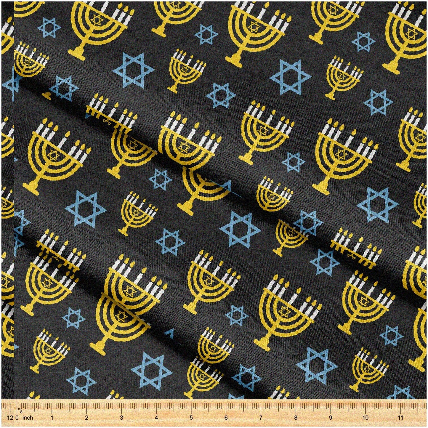Hanukkah Menorah Fabric 58" x 1 Yard Decorative Cloth