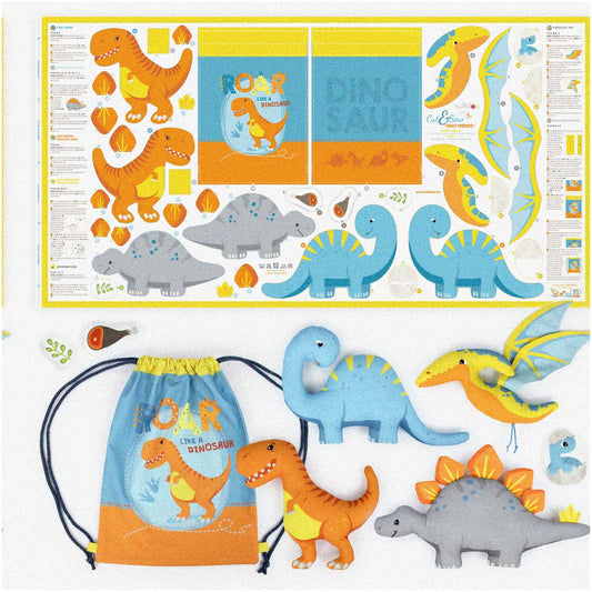 Dinosaur Sewing Kit Fabric Panel for Kids