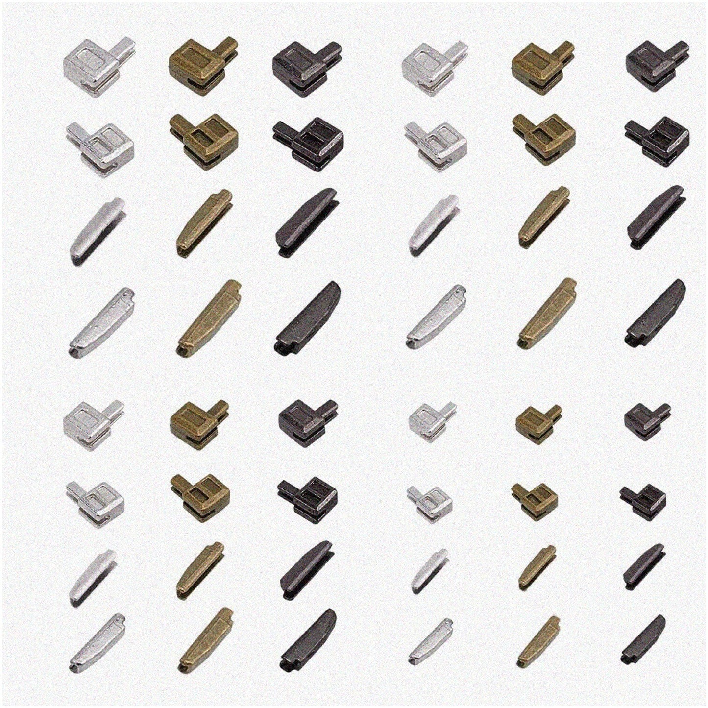 Zipper Fixer Kit 12 Metal Slider Retainers 3 Colors