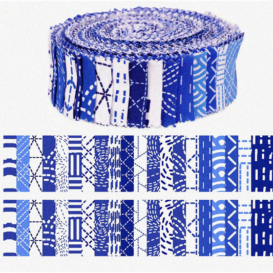 Sashiko Blueberry Bliss Quilting Roll 40pcs Cotton Strips