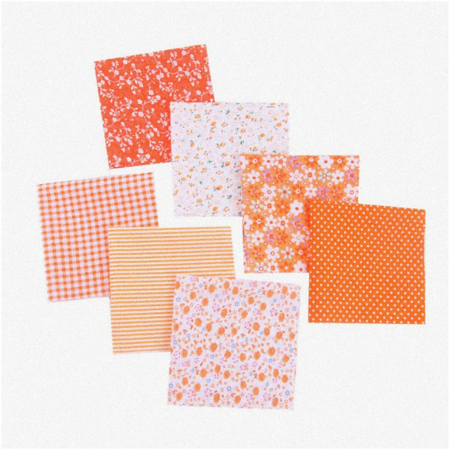 Printed Linen Fabric Squares 25x25cm Orange 2 Pack