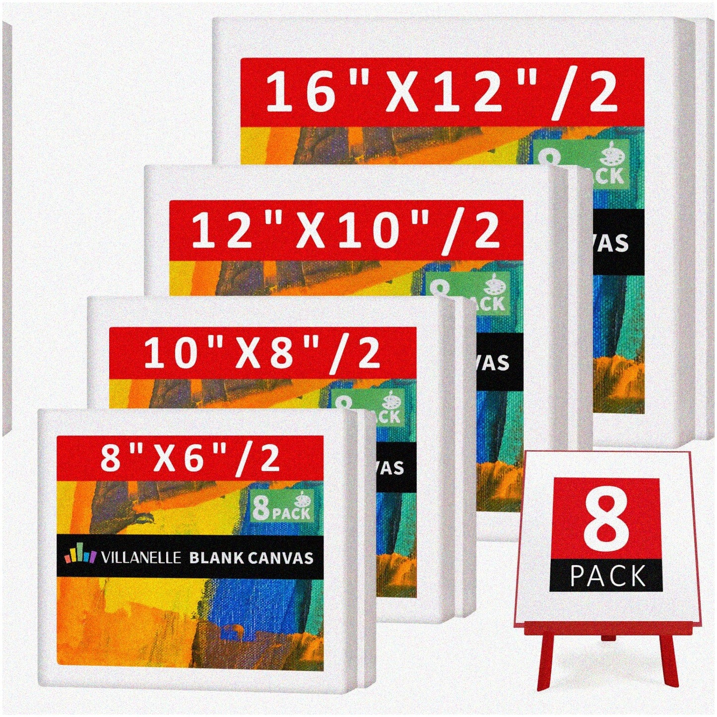 Set of 8 Artist Canvases 6x8, 8x10, 10x12, 12x16