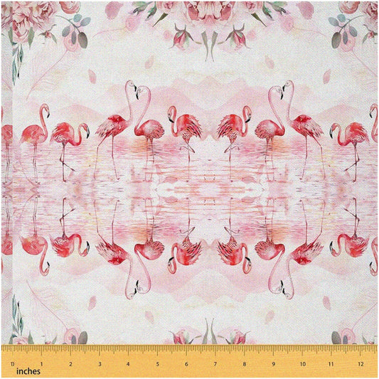 Tropical Flamingo Paradise Upholstery Fabric 1 Yard Pink