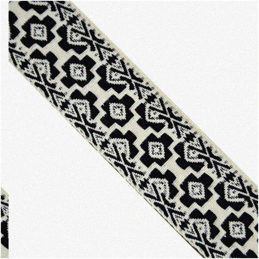 Jacquard Woven Fabric Black and Cream 5 Yards