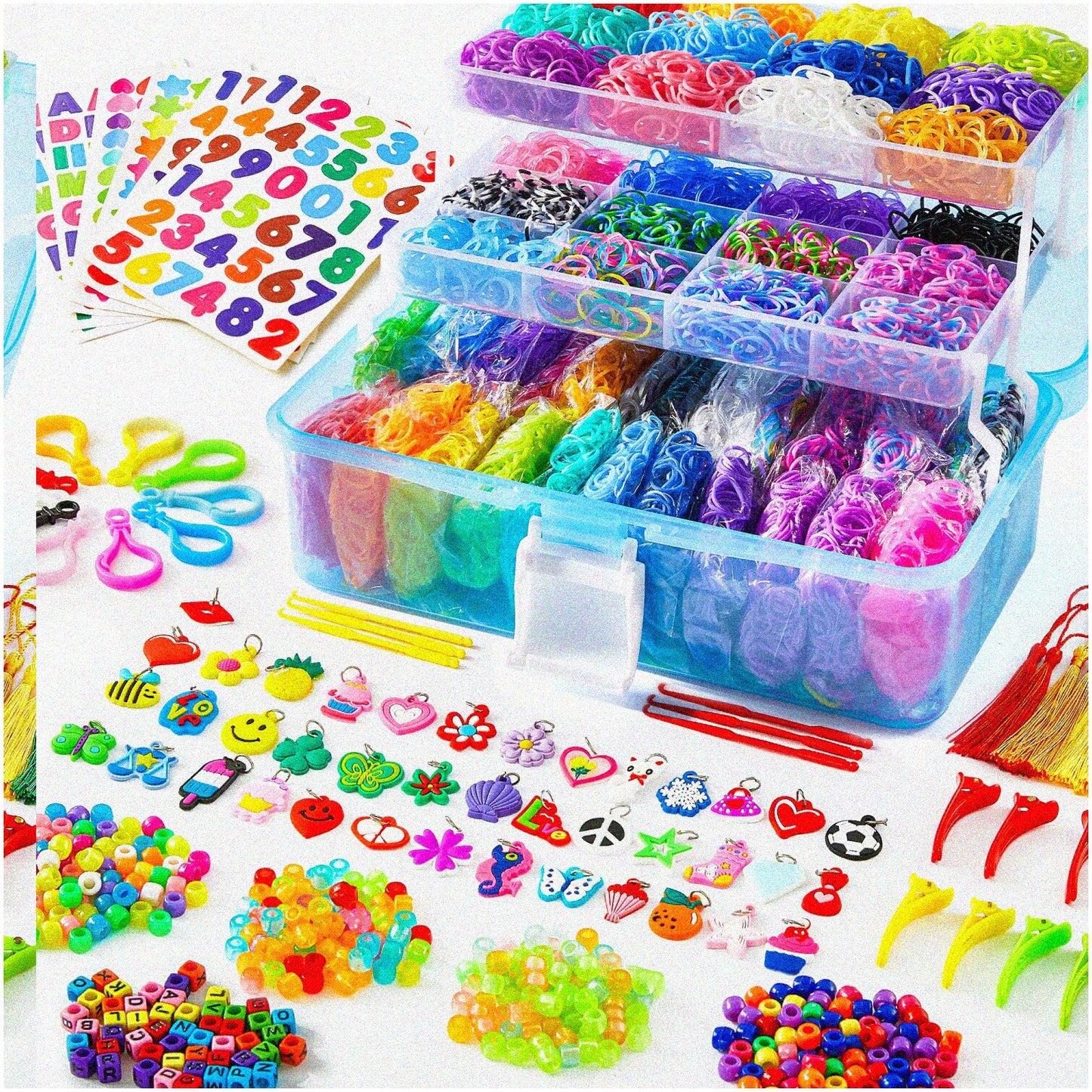 Rainbow Fun Bracelet Making Kit with 17,500 Rubber Bands, 28 Colors